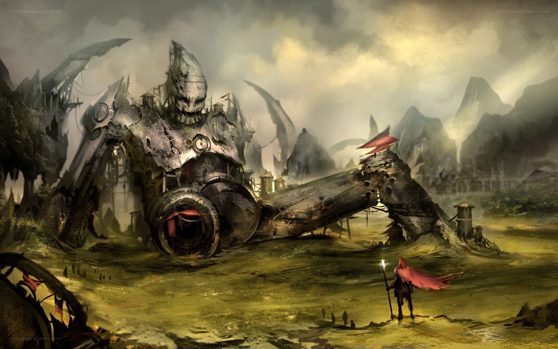 giant robot in wasteland
