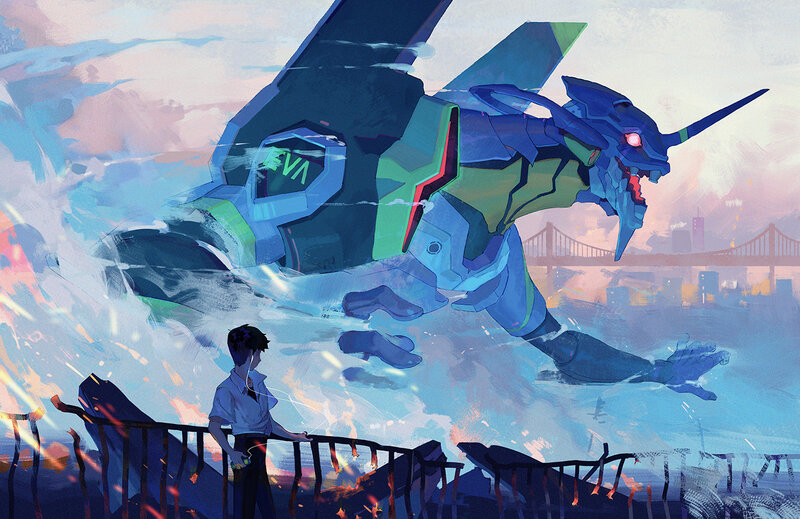 Giant Robot in Water — Blue