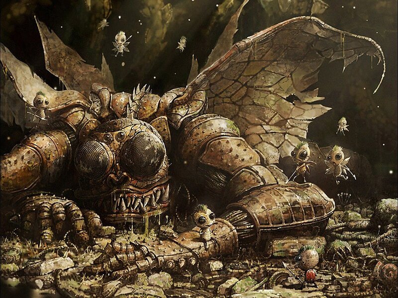 Giant robot insect in a cave
