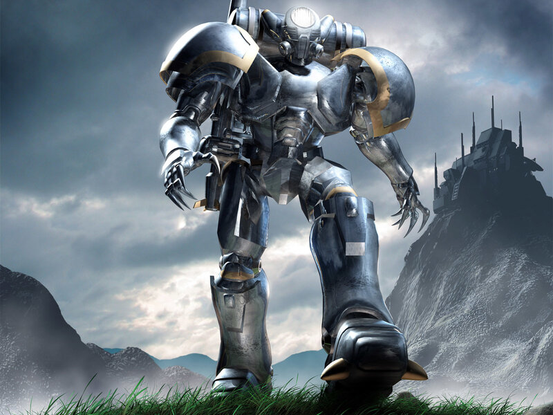 giant robot on a mountain