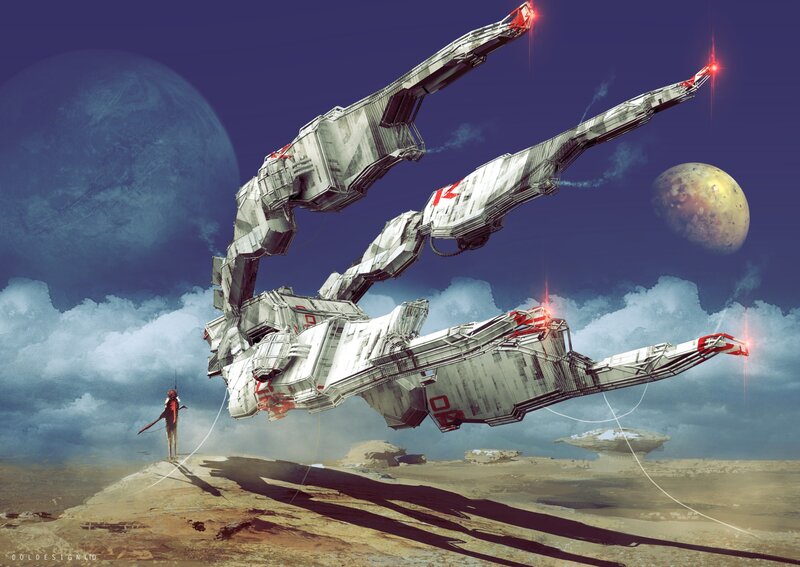 Giant Robot on Alien Planet — Blue
