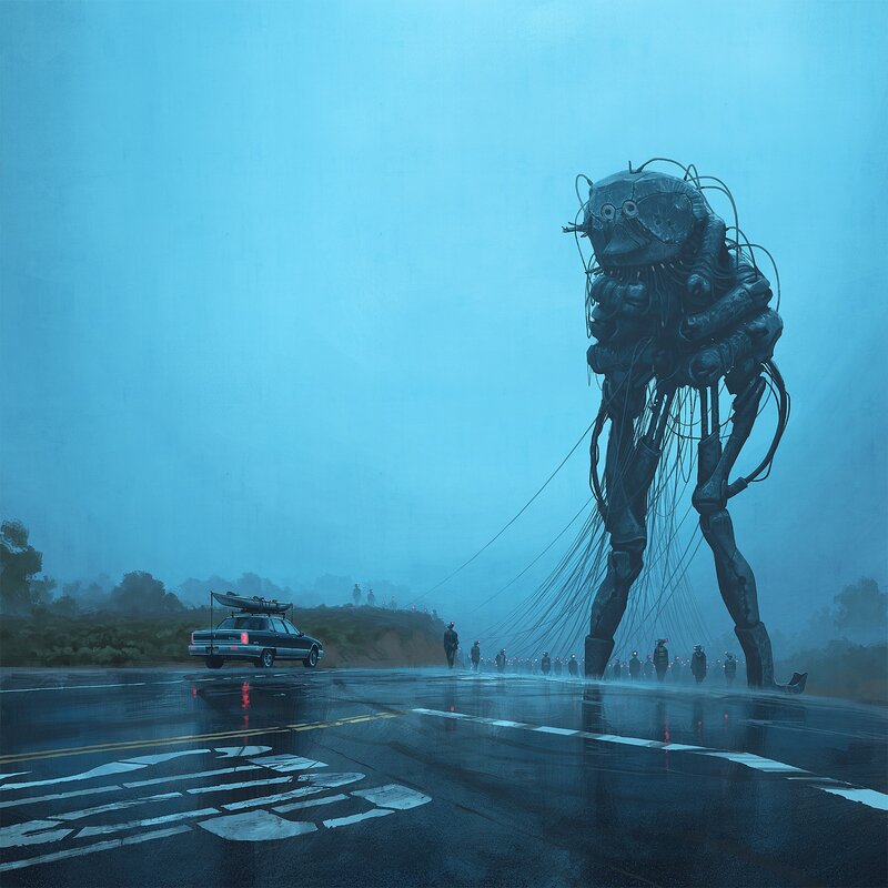 Giant Robot on Road — Blue