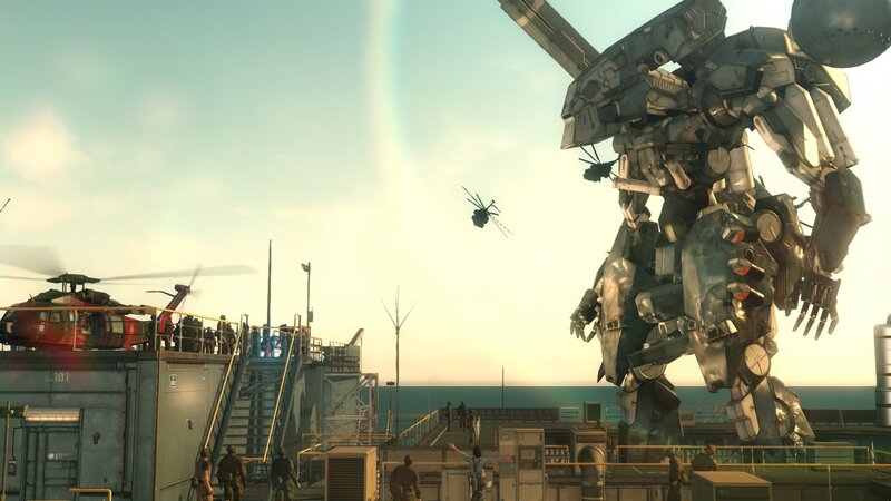 Giant Robot on Ship Deck — Gray