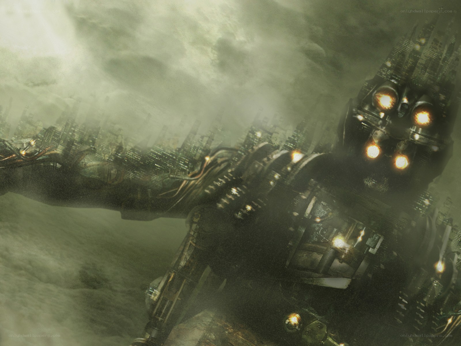 giant robot over city