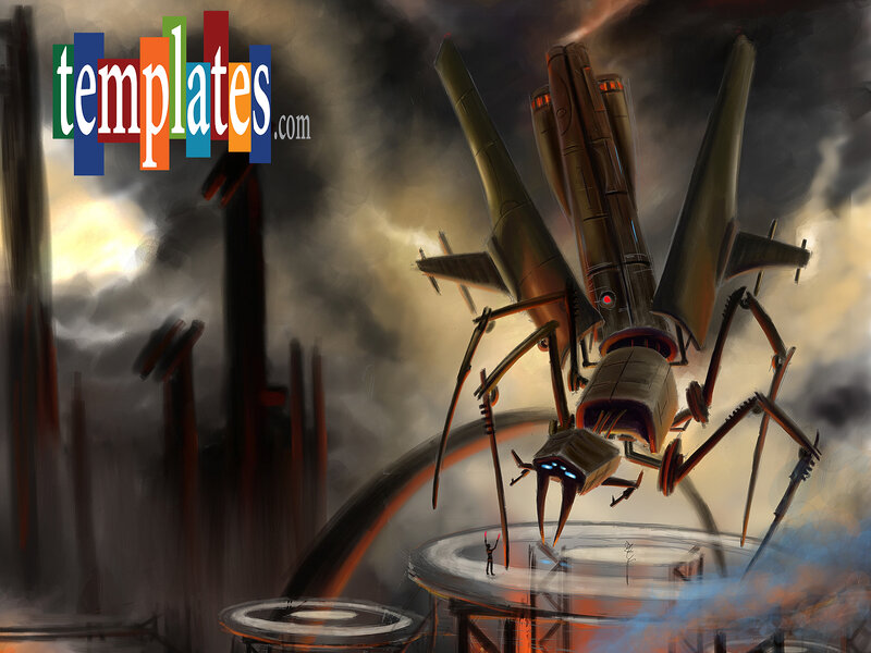 giant robot spider in a dystopian city