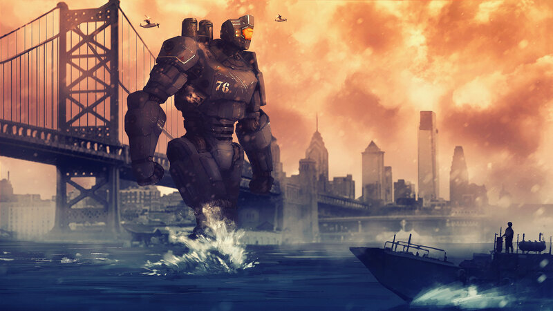 Giant Robot Walking in Water