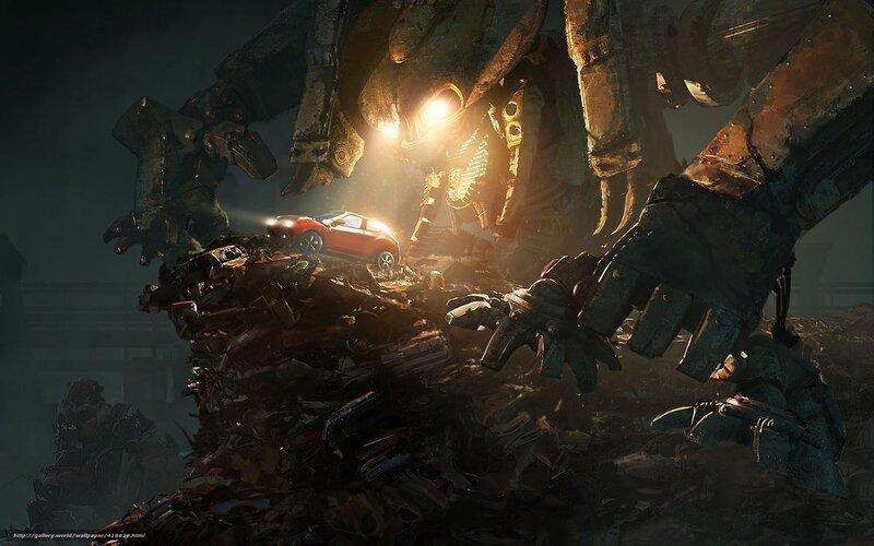 giant robot with car