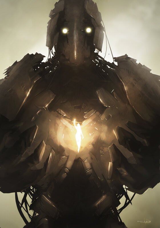 Giant robot with glowing core