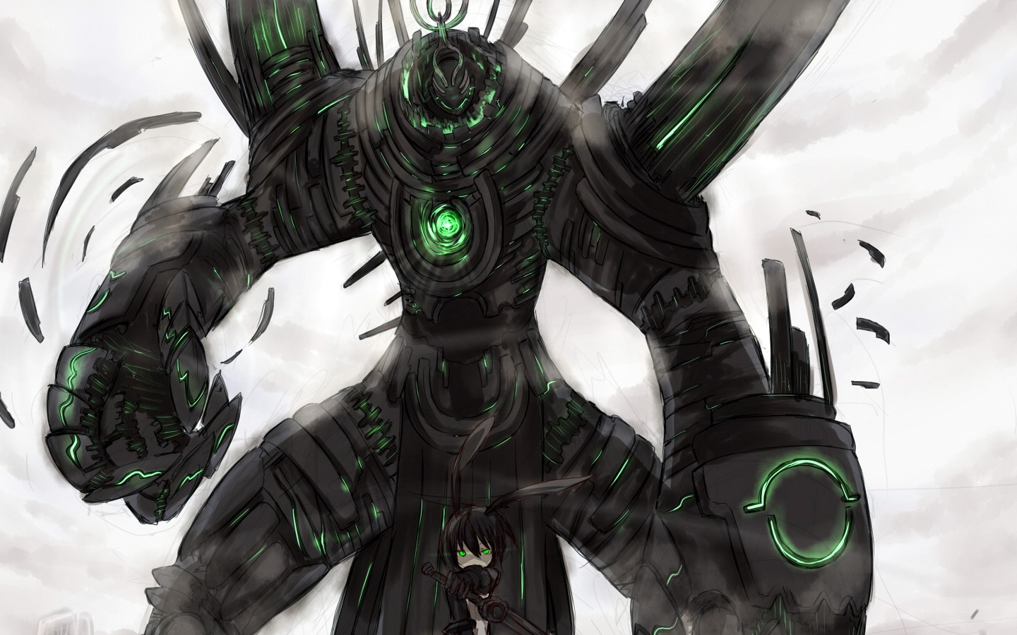 giant robot with small warrior