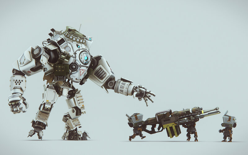 Giant Robot with Smaller Bots