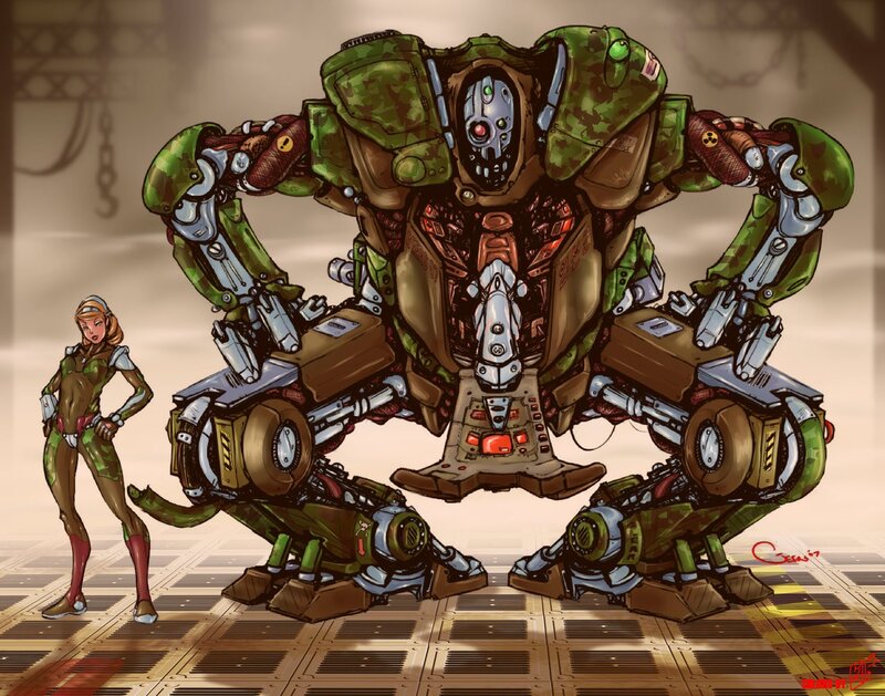 Giant robot with soldier
