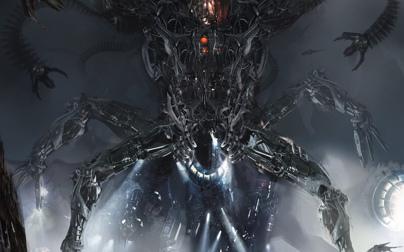 giant robotic creature concept art