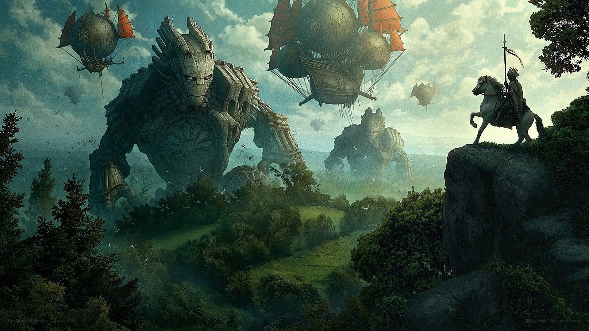 giant robots and airships