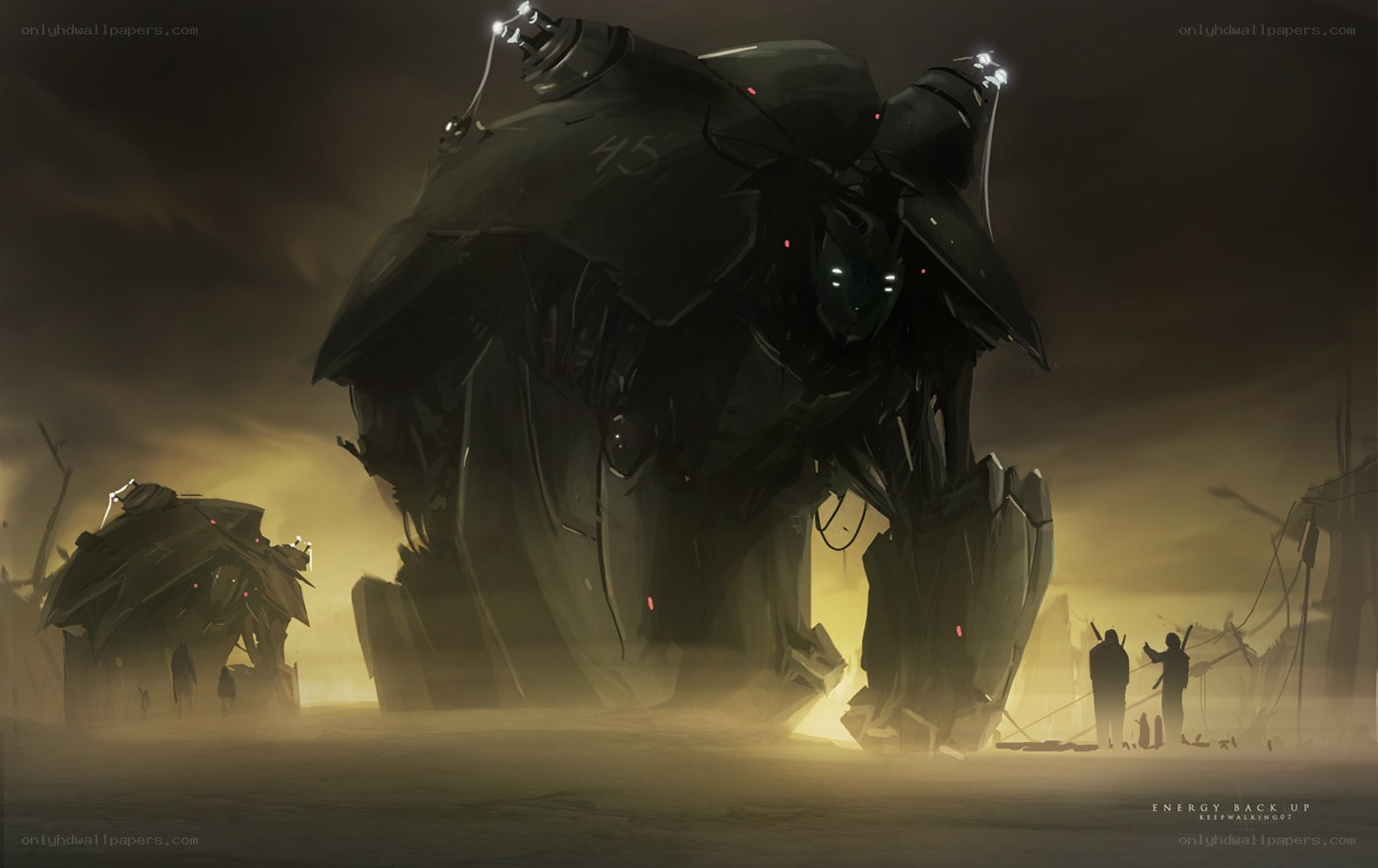 Giant robots in a wasteland