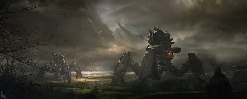 Giant Robots in Field — Gray