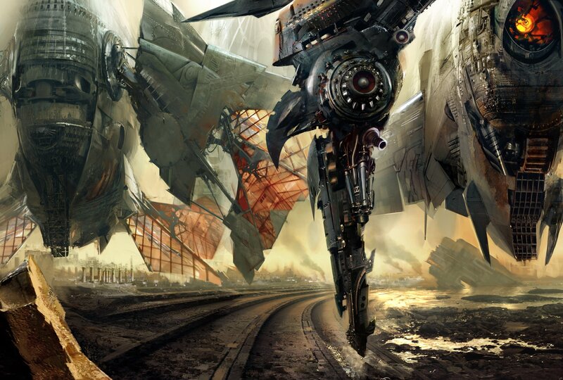 Giant Robots in Ruins — Gray, Dramatic