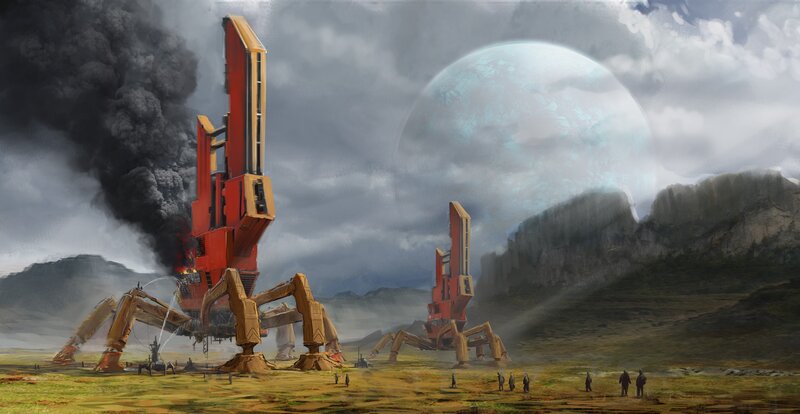 Giant Robots on Alien Planet — Red