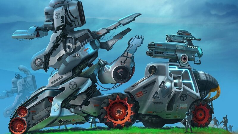 Giant Robots on Grass