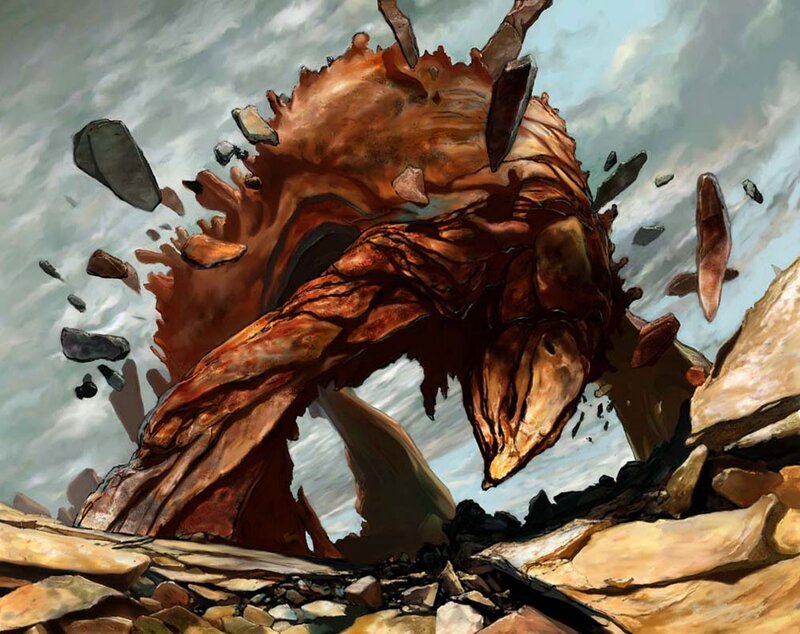 giant rock creature emerging