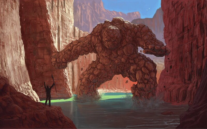 giant rock monster in canyon