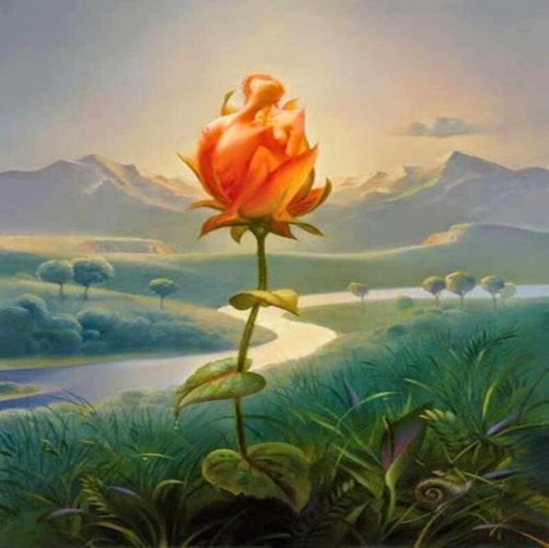 Giant Rose in Landscape