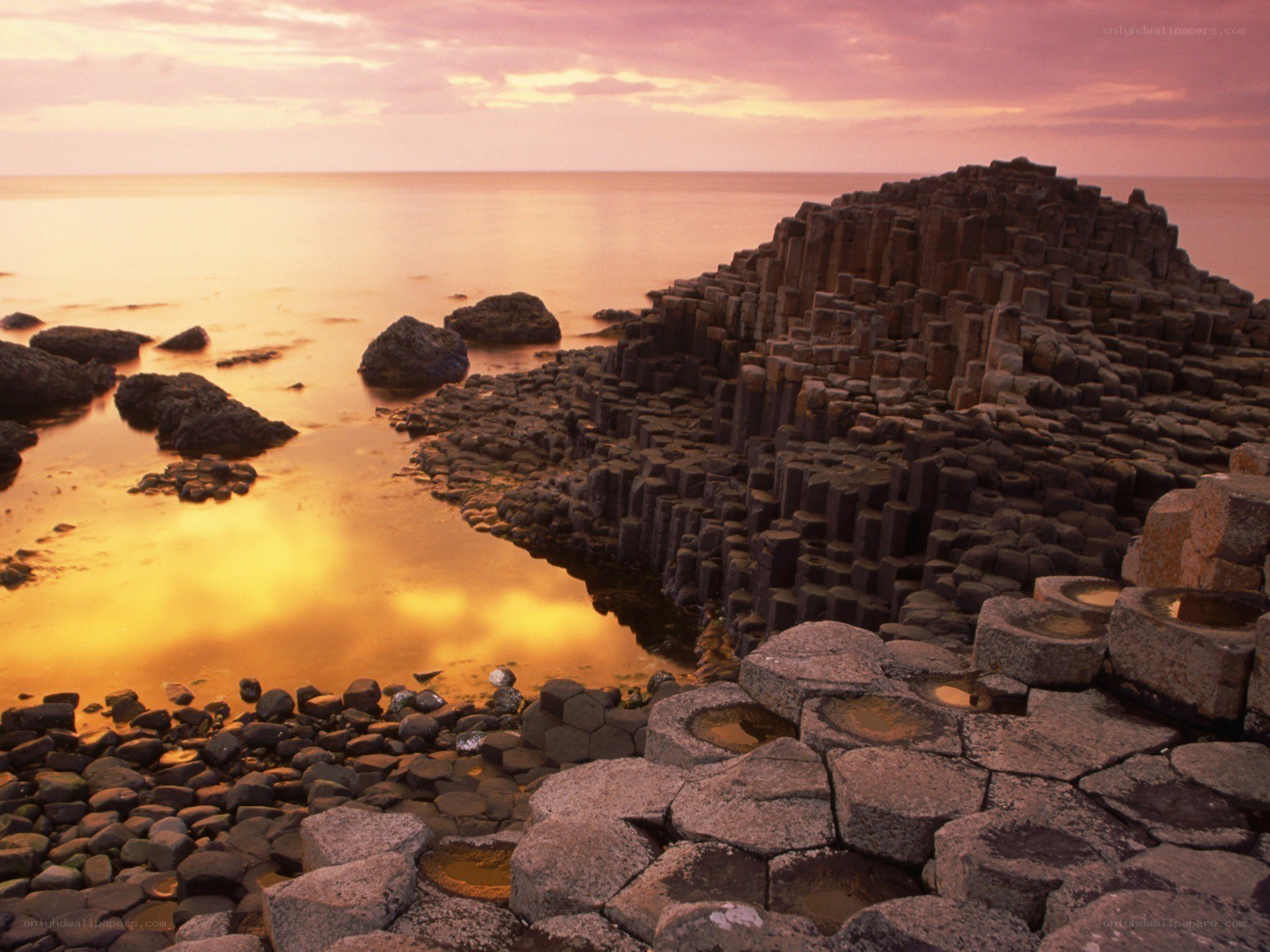Giant's Causeway at sunset