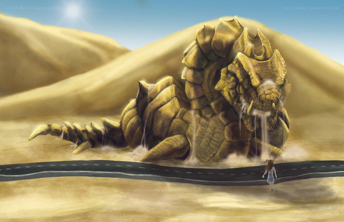 Giant sand monster in desert