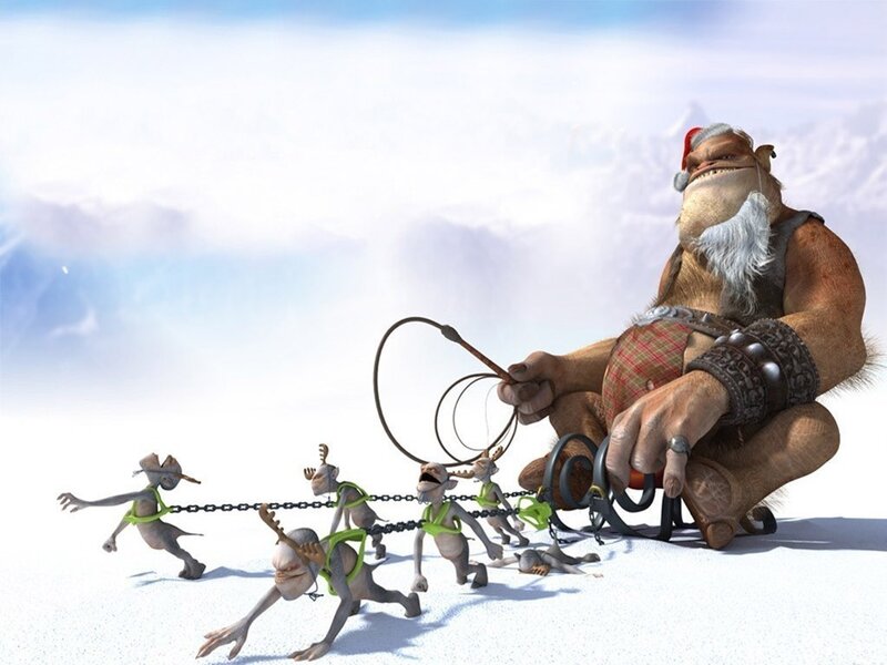 Giant Santa Pulling Sleigh — White