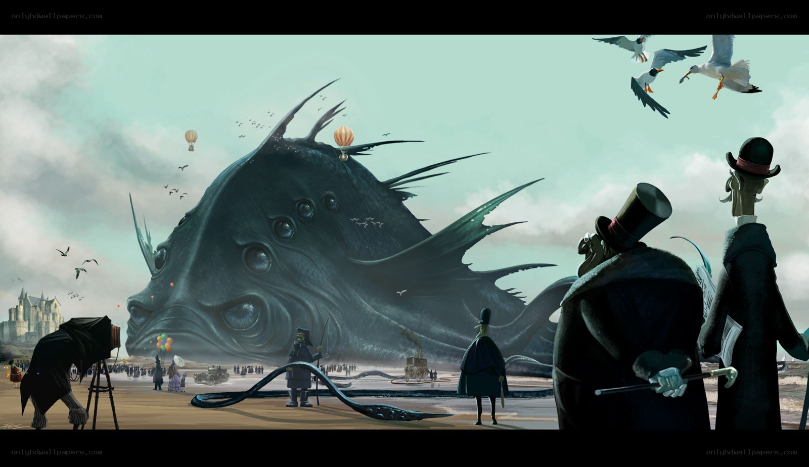 Giant sea creature on beach
