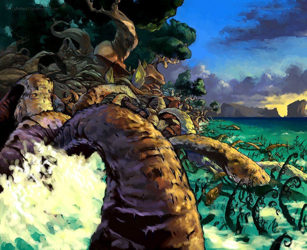 Giant sea creature on shore