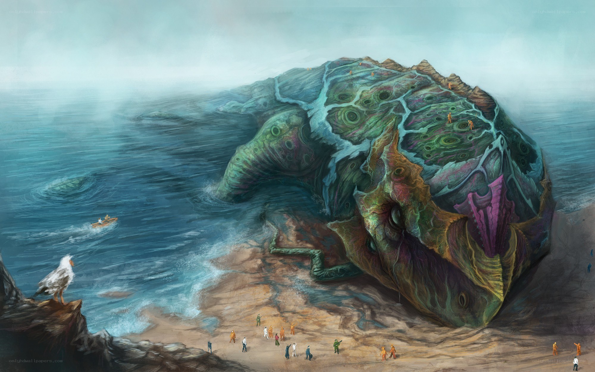 giant sea creature on shore