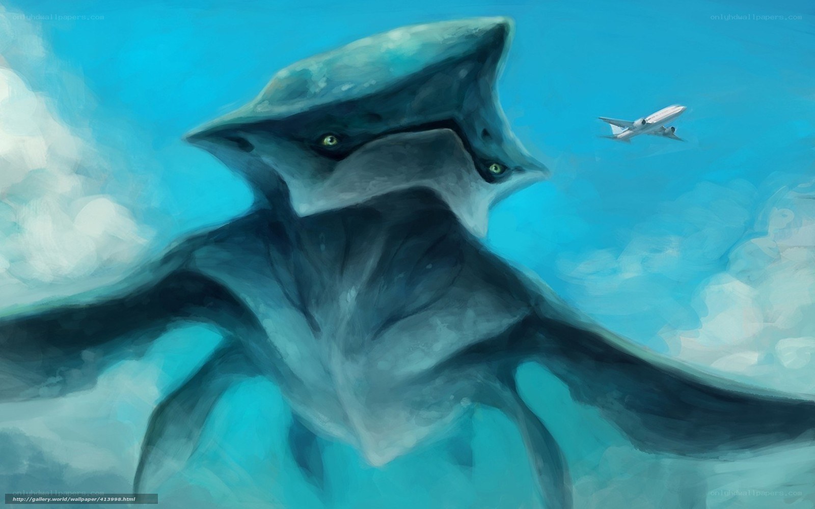 giant sea creature with airplane
