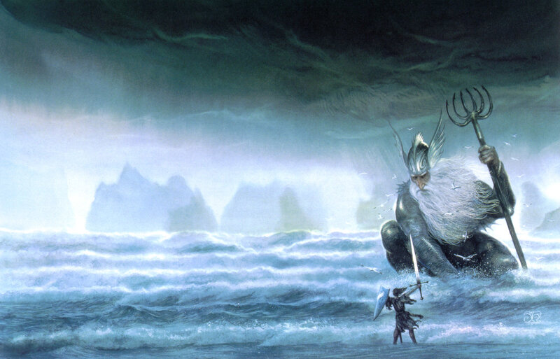 Giant Sea God with Trident