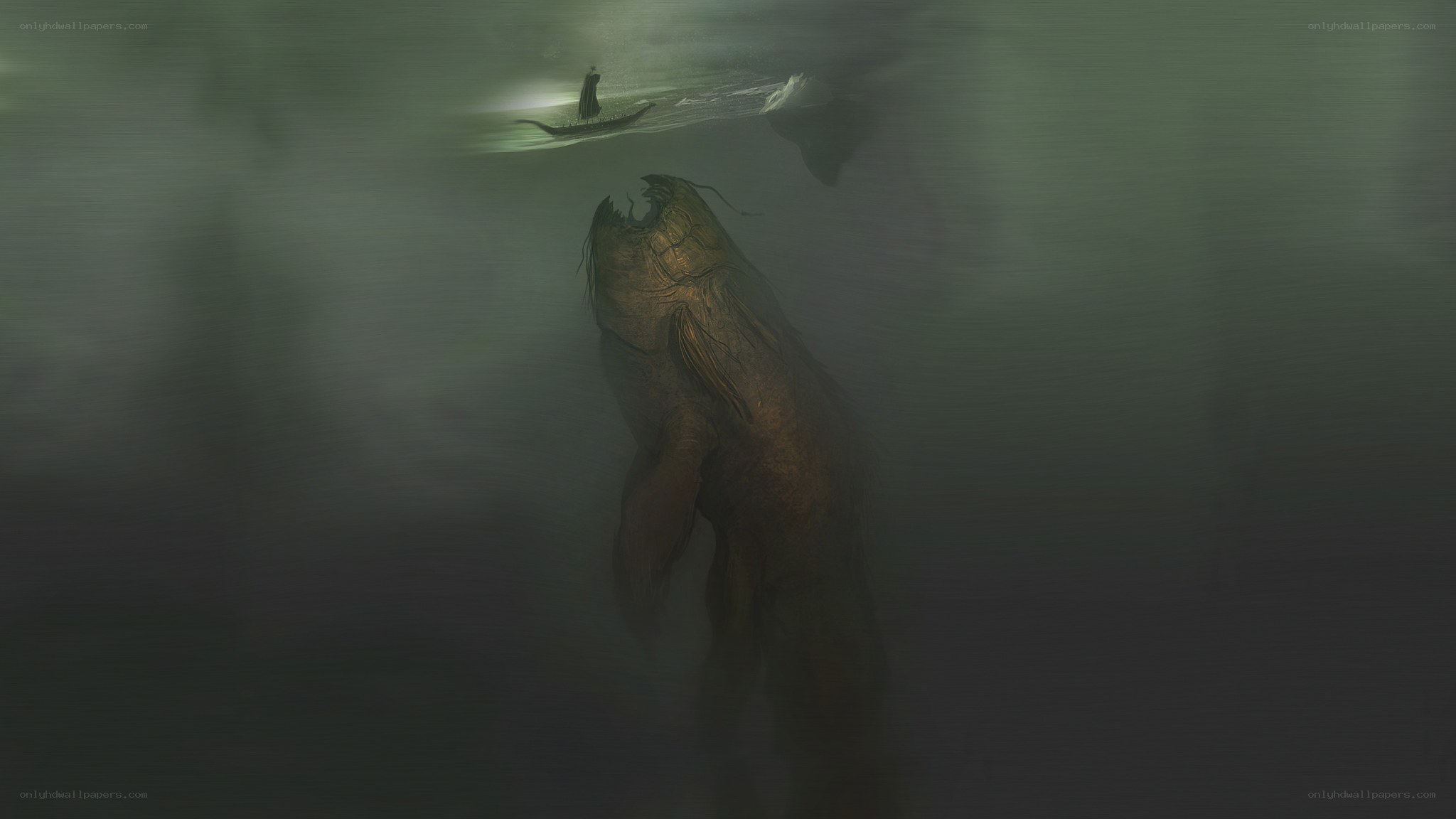 Giant sea monster attacks boat