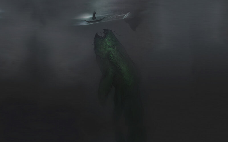 Giant sea monster attacks boat