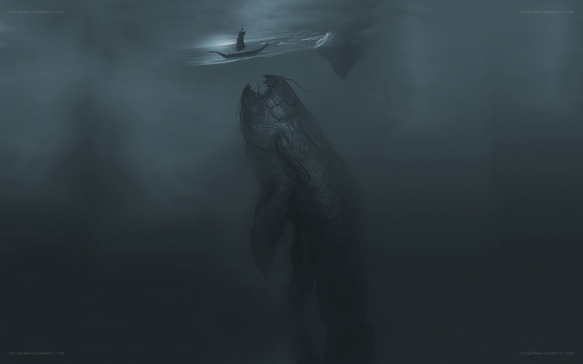 Giant sea monster attacks boat