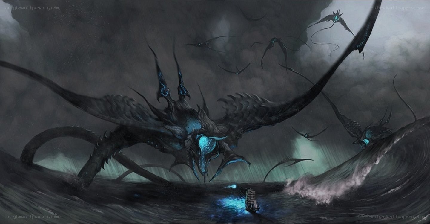 giant sea monster attacks ship