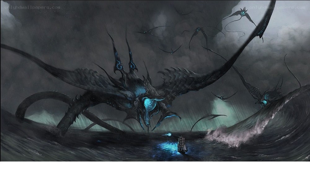 giant sea monster attacks ship