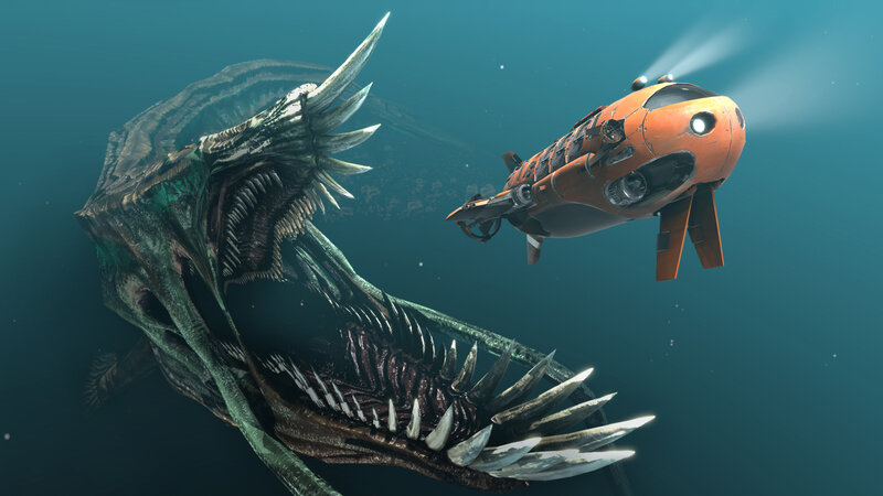 Giant Sea Monster — Blue, Dramatic, 3d Render, Submarine