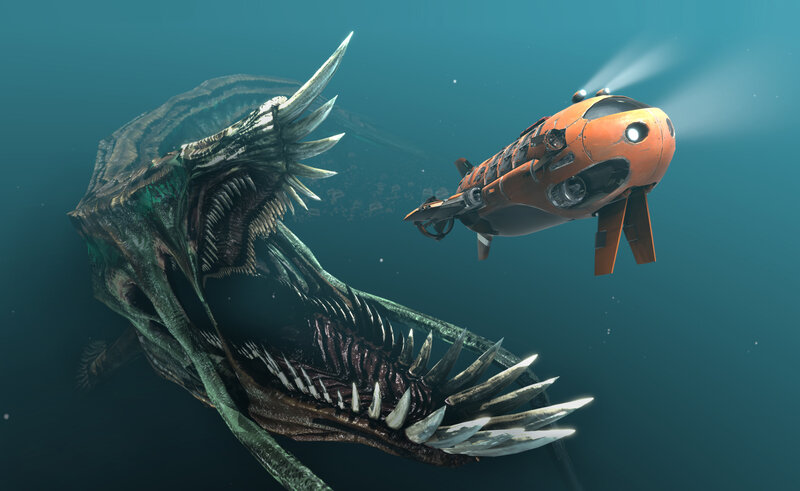 Giant Sea Monster — Blue, Dramatic, 3d Render