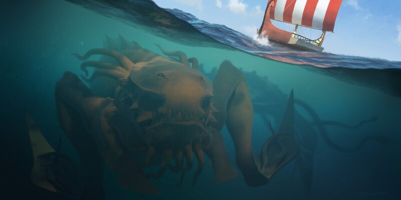 Giant Sea Monster — Blue, Dramatic, Afternoon