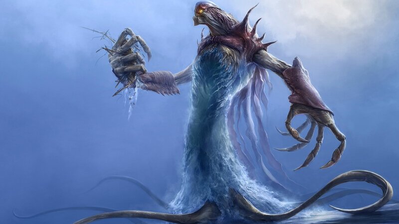 Giant Sea Monster — Blue, Dramatic, Digital Art, Tentacles, Claws
