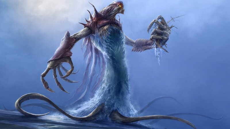 Giant Sea Monster — Blue, Dramatic, Digital Art