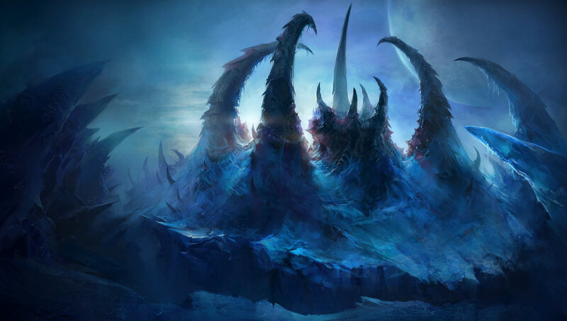 Giant Sea Monster — Blue, Dramatic, Night, Digital Art, Tentacles