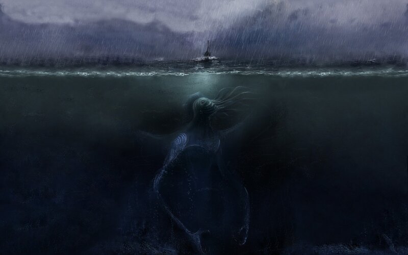 Giant Sea Monster — Dark Blue, Dramatic