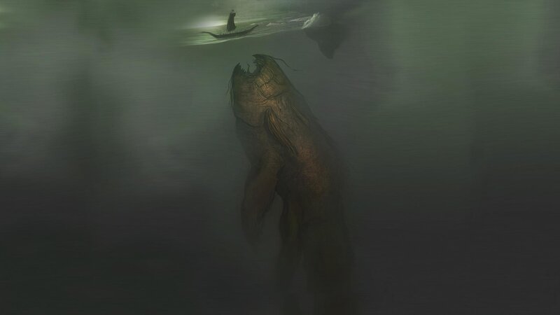 Giant Sea Monster — Green, Dark, Ominous
