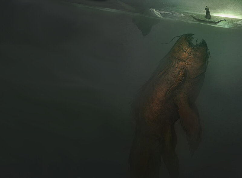 Giant sea monster in dark waters