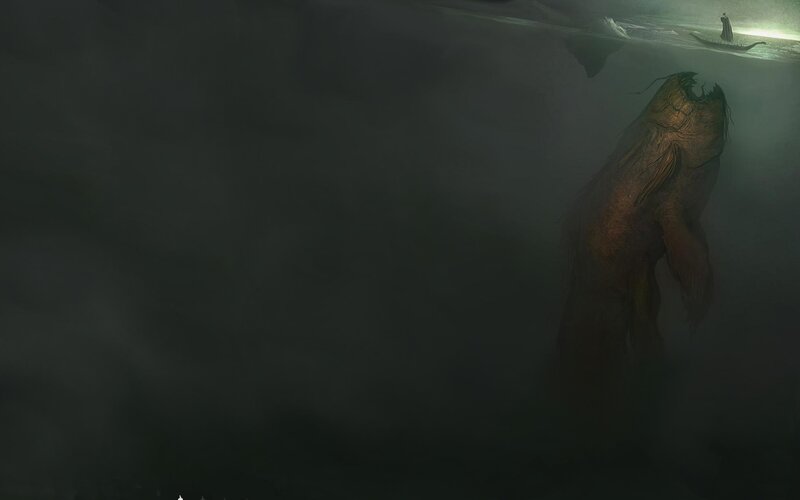 Giant sea monster in dark waters