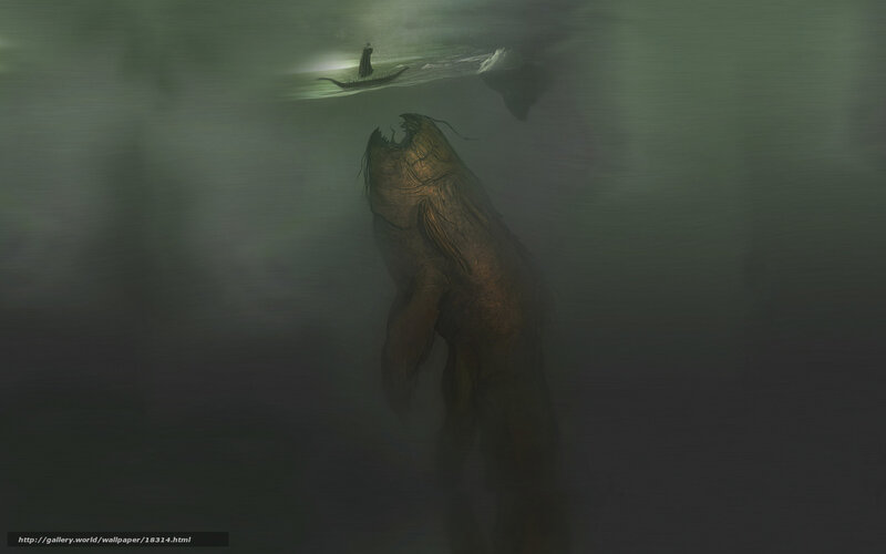 Giant sea monster in murky waters
