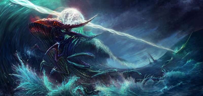 giant sea monster in storm